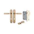 Door Lever Berlin Oval Euro Pair Brushed Brass CTC85mm L120xP57mm BPH240xW40mm Mortice Lock Euro Brushed Brass CTC85mm Backset 60mm, Euro Cylinder Key Thumb 5 Pin Brushed Brass 65mm KA4 in Brushed Brass