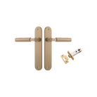 Door Lever Berlin Oval Brushed Brass L120xP57mm BPH240xW40mm Passage Kit Tube Latch Split Cam 'T' Striker Brushed Brass Backset 60mm in Brushed Brass