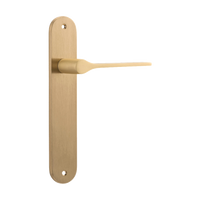 Door Lever Como Oval Latch Brushed Brass H240xW40xP58mm in Brushed Brass