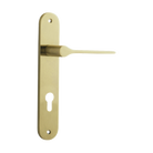 Door Lever Como Oval Euro Brushed Brass CTC85mm H240xW40xP58mm in Brushed Brass