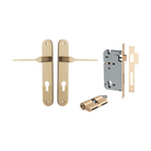 Door Lever Como Oval Euro Pair Brushed Brass CTC85mm L119xP59mm BPH240xW40mm Mortice Lock Euro Brushed Brass CTC85mm Backset 60mm, Euro Cylinder Dual Function 5 Pin Brushed Brass 65mm KA4 in Brushed Brass