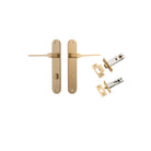 Door Lever Como Oval Privacy Brushed Brass CTC85mm L119xP59mm BPH240xW40mm Privacy Kit Tube Latch Split Cam 'T' Striker Brushed Brass Backset 60mm, Privacy Bolt Round Bolt Brushed Brass Backset 60mm in Brushed Brass