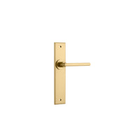 Door Lever Baltimore Chamfered Latch Brushed Brass H240xW50xP55mm in Brushed Brass