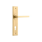 Door Lever Baltimore Chamfered Euro Brushed Brass H240xW50xP55mm in Brushed Brass