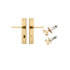 Door Lever Baltimore Chamfered Privacy Brushed Brass CTC85mm L118xP56mm BPH240xW50mm Privacy Kit Tube Latch Split Cam 'T' Striker Brushed Brass Backset 60mm, Privacy Bolt Round Bolt Brushed Brass Backset 60mm in Brushed Brass