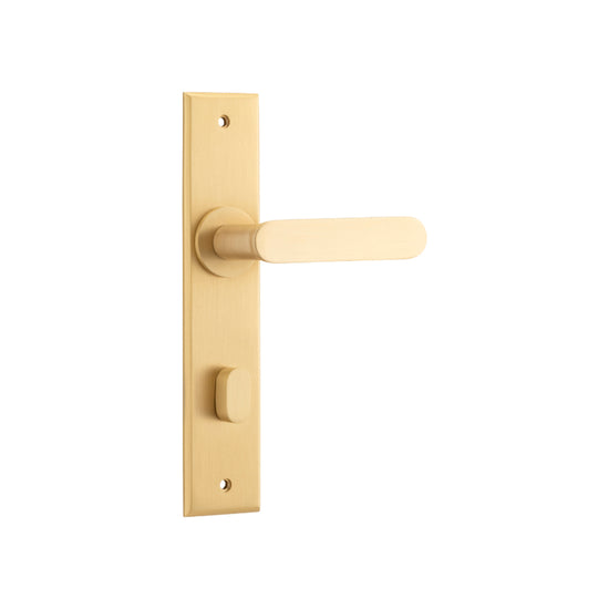 Door Lever Bronte Chamfered Privacy Brushed Brass H240xW50xP55mm in Brushed Brass