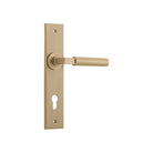 Door Lever Berlin Chamfered Euro Brushed Brass CTC85mm H240xW50xP59mm in Brushed Brass