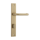 Pair of Iver Oslo Lever handles on rectangular backplates, architectural hardware for doors, in a sleek modern design.