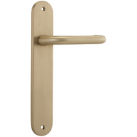 Door Lever Oslo Oval Latch Brushed Brass H230xW40xP57mm in Brushed Brass