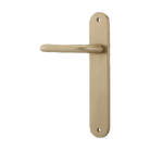 Door Lever Oslo Return Oval Latch Left Hand Fixed Brushed Brass L118xP54mm BPH240xW40mm in Brushed Brass