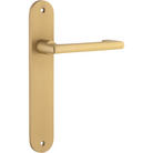 Door Lever Baltimore Return Oval Latch Pair Brushed Brass H240xW40xP58mm in Brushed Brass