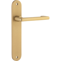 Door Lever Baltimore Return Oval Latch Pair Brushed Brass H240xW40xP58mm in Brushed Brass