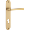 Door Lever Baltimore Return Oval Euro Pair Brushed Brass CTC85mm H240xW40xP58mm in Brushed Brass