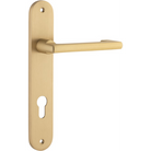 Door Lever Baltimore Return Oval Euro Pair Brushed Brass CTC85mm H240xW40xP58mm in Brushed Brass
