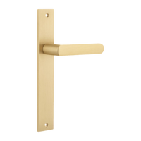 Door Lever Osaka on Long Backplate Pair Brushed Brass H240xW38xP55mm in Brushed Brass