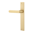 Door Lever Osaka Rectangular Latch Left Hand Fixed Brushed Brass L120xP52mm BPH240xW38mm in Brushed Brass
