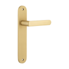 Door Lever Osaka Oval Latch Pair Brushed Brass H240xW40xP55mm in Brushed Brass