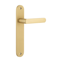 Door Lever Osaka Oval Latch Pair Brushed Brass H240xW40xP55mm in Brushed Brass
