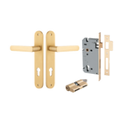 Door Lever Osaka Oval Euro Pair Brushed Brass CTC85mm H240xW40xP55mm Entrance Kit Mortice Lock Euro Brushed Brass CTC85mm Backset 60mm, Euro Cylinder Dual Function 5 Pin Brushed Brass L65mm KA1 in Brushed Brass