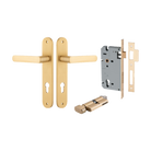 Door Lever Osaka Oval Euro Pair Brushed Brass CTC85mm H240xW40xP55mm Entrance Kit Mortice Lock Euro Brushed Brass CTC85mm Backset 60mm, Euro Cylinder Key Thumb 6 Pin Brushed Brass L70mm  
 KA1 in Brushed Brass