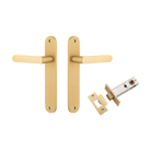 Door Lever Osaka Oval Latch Pair Brushed Brass H240xW40xP55mm Passage Kit Tube Latch Split Cam 'T' Striker Brushed Brass Backset 60mm in Brushed Brass