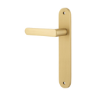 Door Lever Osaka Oval Latch Left Hand Fixed Brushed Brass L120xP52mm BPH240xW40mm in Brushed Brass
