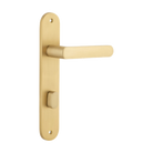 Door Lever Osaka Oval Privacy Pair Brushed Brass CTC85mm H240xW40xP55mm in Brushed Brass