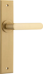 Door Lever Osaka Chamfered Latch Pair Brushed Brass H240xW50xP55mm in Brushed Brass