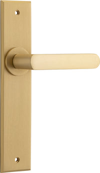 Door Lever Osaka Chamfered Latch Pair Brushed Brass H240xW50xP55mm in Brushed Brass