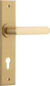 Door Lever Osaka Chamfered Euro Pair Brushed Brass CTC85mm H240xW50xP55mm in Brushed Brass