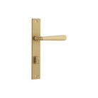 Door Lever Copenhagen Rectangular Privacy Pair Brushed Brass CTC85mm H240xW38xP61mm in Brushed Brass