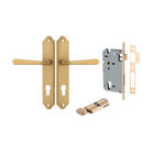 Door Lever Copenhagen Shouldered Euro Pair Brushed Brass CTC85mm H250xW48xP61mm Entrance Kit Mortice Lock Euro Brushed Brass CTC85mm Backset 60mm, Euro Cylinder Key Thumb 6 Pin Brushed Brass L70mm  
 KA1 in Brushed Brass