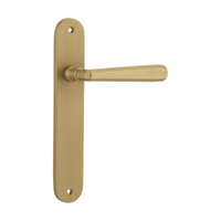 Door Lever Copenhagen Oval Latch Pair Brushed Brass H240xW40xP61mm in Brushed Brass