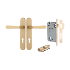 Door Lever Copenhagen Oval Euro Pair Brushed Brass CTC85mm H240xW40xP61mm Entrance Kit Mortice Lock Euro Brushed Brass CTC85mm Backset 60mm, Euro Cylinder Dual Function 5 Pin Brushed Brass L65mm KA1 in Brushed Brass