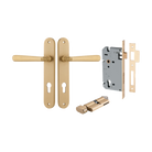 Door Lever Copenhagen Oval Euro Pair Brushed Brass CTC85mm H240xW40xP61mm Entrance Kit Mortice Lock Euro Brushed Brass CTC85mm Backset 60mm, Euro Cylinder Key Thumb 6 Pin Brushed Brass L70mm  
 KA1 in Brushed Brass