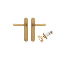 Door Lever Copenhagen Oval Latch Pair Brushed Brass H240xW40xP61mm Passage Kit Tube Latch Split Cam 'T' Striker Brushed Brass Backset 60mm in Brushed Brass