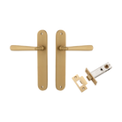 Door Lever Copenhagen Oval Latch Pair Brushed Brass H240xW40xP61mm Passage Kit Tube Latch Split Cam 'T' Striker Brushed Brass Backset 60mm in Brushed Brass