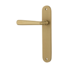 Door Lever Copenhagen Oval Latch Left Hand Fixed Brushed Brass L120xP57mm BPH240xW40mm in Brushed Brass