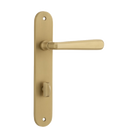 Door Lever Copenhagen Oval Privacy Pair Brushed Brass CTC85mm H240xW40xP61mm in Brushed Brass