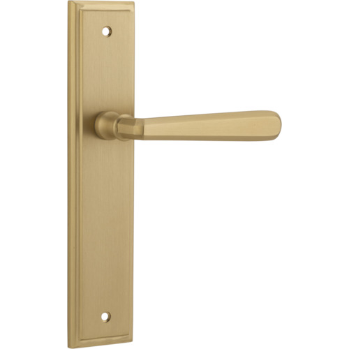 Door Lever Copenhagen Stepped Latch Pair Brushed Brass H237xW50xP61mm in Brushed Brass