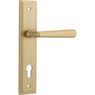 Door Lever Copenhagen Stepped Euro Pair Brushed Brass CTC85mm H237xW50xP61mm in Brushed Brass