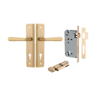 Pair of Iver Copenhagen lever door handles on stepped backplate, featuring sleek modern architectural hardware design.