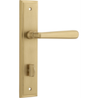 Door Lever Copenhagen Stepped Privacy Pair Brushed Brass CTC85mm H237xW50xP61mm in Brushed Brass