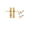 Door Lever Copenhagen Chamfered Privacy Brushed Brass CTC85mm L120xP59mm BPH240xW50mm Privacy Kit Tube Latch Split Cam 'T' Striker Brushed Brass Backset 60mm, Privacy Bolt Round Bolt Brushed Brass Backset 60mm in Brushed Brass