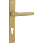 Door Lever Helsinki Rectangular Euro Pair Brushed Brass CTC85mm H240xW38xP44mm in Brushed Brass