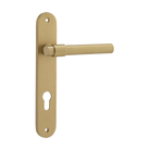 Door Lever Helsinki Oval Euro Pair Brushed Brass CTC85mm H240xW40xP44mm in Brushed Brass