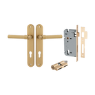 Door Lever Helsinki Oval Euro Pair Brushed Brass CTC85mm H240xW40xP44mm Entrance Kit Mortice Lock Euro Brushed Brass CTC85mm Backset 60mm Euro Cylinder Dual Function 5 Pin Brushed Brass L65mm KA1 in Brushed Brass