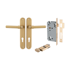 Door Lever Helsinki Oval Euro Pair Brushed Brass CTC85mm H240xW40xP44mm Entrance Kit Mortice Lock Euro Brushed Brass CTC85mm Backset 60mm Euro Cylinder Key Thumb 6 Pin Brushed Brass L70mm  
 KA1 in Brushed Brass