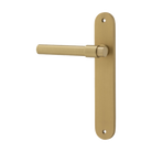 Door Lever Helsinki Oval Latch Left Hand Fixed Brushed Brass L137xP58mm BPH240xW40mm in Brushed Brass