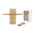 Door Lever Helsinki Stepped Euro Pair Brushed Brass CTC85mm H237xW50xP44mm Entrance Kit, Mortice Lock Euro Brushed Brass CTC85mm Backset 60mm, Euro Cylinder Key Thumb 6 Pin Brushed Brass L70mm  
 KA1 in Brushed Brass